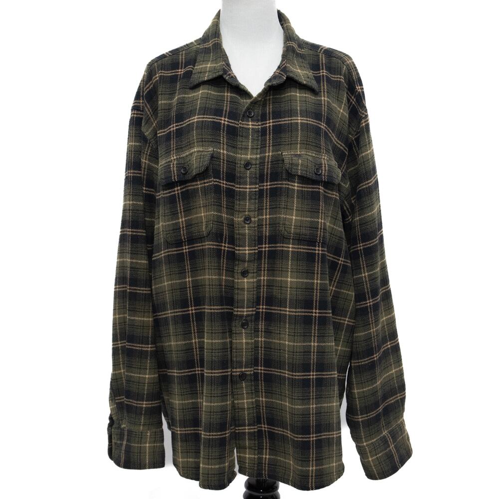 Timberland Green Long Sleeve Plaid Flannel Button Down Shirt Size XXL